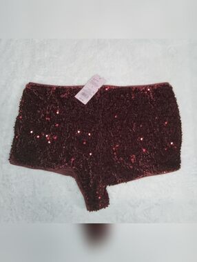 Sequin Shorts - Deep Red Sparkle